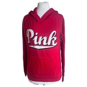 Victoria’s Secret Pink Spell Out Hoodie Sweatshirt Red Women's Medium